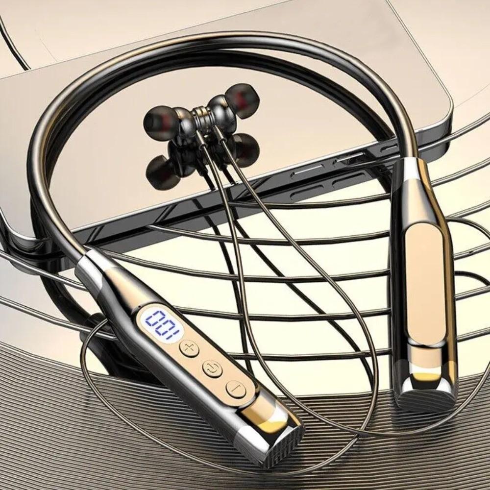 LED Digital Display Neckband Headphones Waterptoof Sports Headsets Outdoor