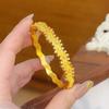 24K Ancient Gold Zircon Corrugated Buckle Bracelet Simple Fashion Design Bracelet Light Luxury Exquisite Versatile Jewelry Women