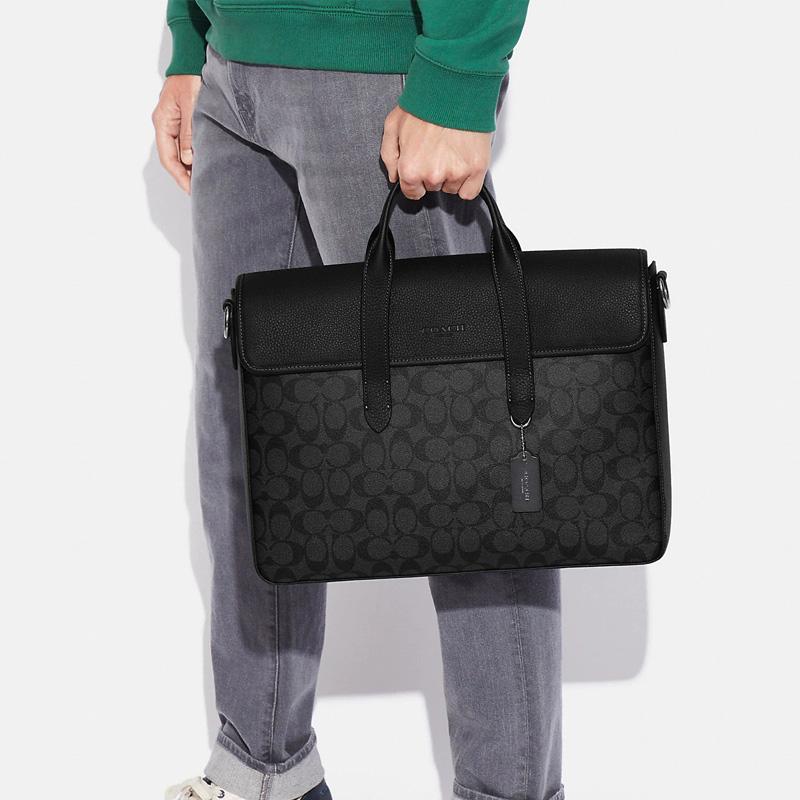 New COACH Sullivan Cow Leather Briefcase Handbag Shoulder Bag Crossbody Bag Large Size Men's Black C9873-QBMI5