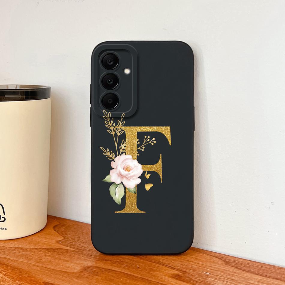 Flower Letters Case For Samsung Galaxy A17 A07 A37 A57 Couple Bumper Soft Liquid Silicone Anti Slip Phone Protective Cover Coque