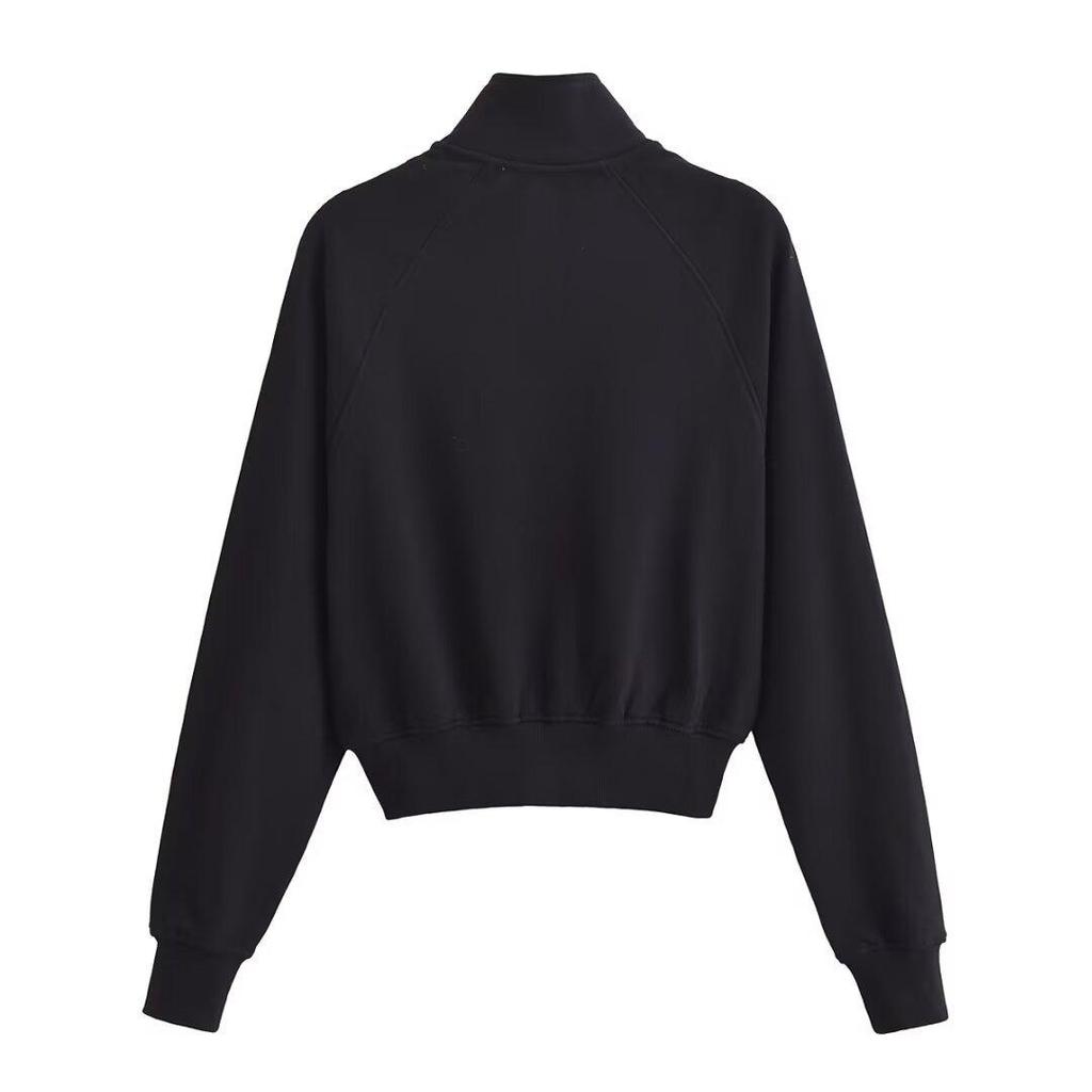 Весна 2025 Женский повседневный свитшот на молнии в европейском/американском стиле со стойкой воротником и длинными брюками