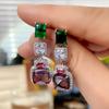 Женские асимметричные серьги с разноцветными камнями фиолетового, красного, зеленого и белого цветов, роскошная модная бижутерия для вечеринок