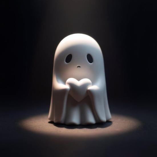 Halloween Love Heart Ghost Figurine Rude Middle Finger Ghost Statue Resin Sculpture Home Office Desktop Decoration Ornament