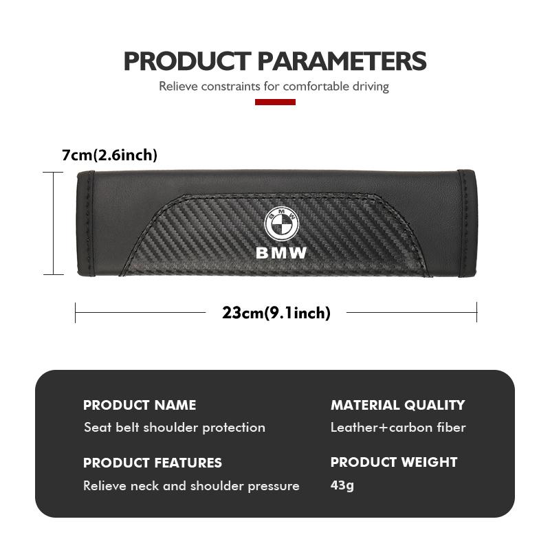 OOYR4 Universal Car Seat Belt Leather Shoulder Strap Protector Pad For BMW M Sport M2 M3 M4 M5 M6 E46 E90 E60 F10 F20 E87 X3 X6