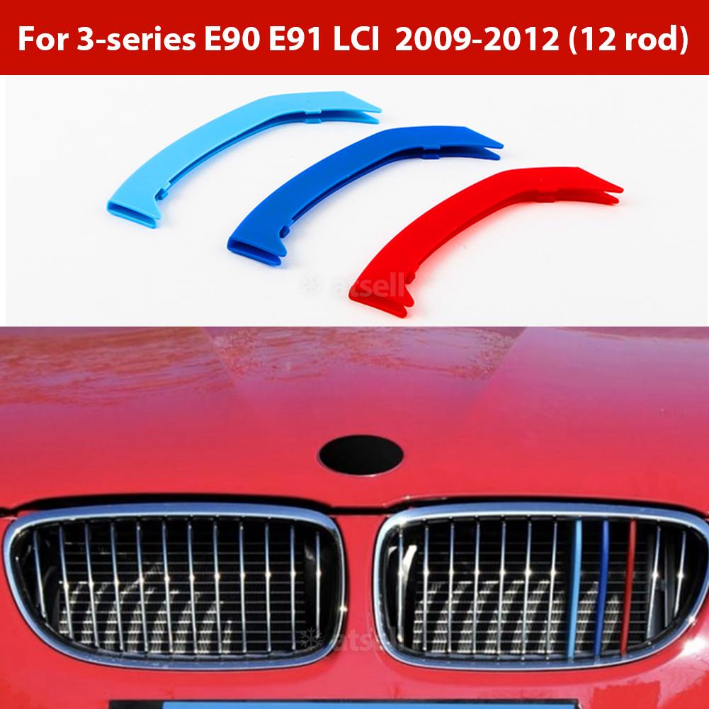 3pcs/Set M Power Car Racing Front Grille Trim Strips For X1 X2 X3 X5 E46 E90 E91 E92 E93 F30 E60 E61 F10 G30 G20 F07 F11 F18 Performance