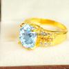 Aquamarine Oval Cut With 925 Sterling Silver Gold Plated Ring For Men's #A746 JL375659058551