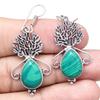 Malachite Gemstone Handmade Gift For Her Silver Jewelry Earrings 1.5''