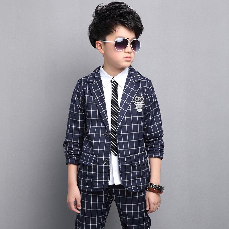 Костюм для мальчиков, детский костюм из двух предметов в британском стиле джентльмена, костюм для мальчика, куртка + брюки, детская одежда