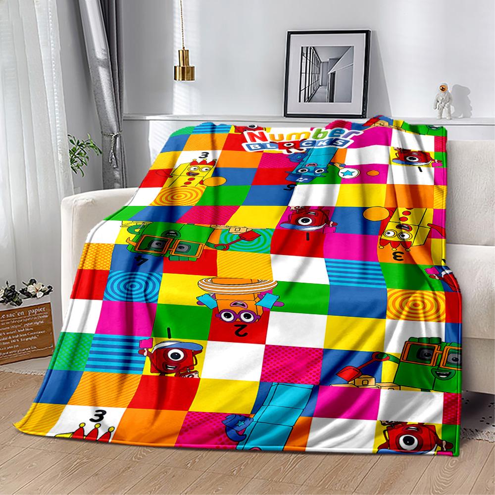 Number Blocks Adventure Flannel Blanket-Soft and Suitable for Sofas,Beds,Offices,Travel,All Seasons,Great Gift for Holidays and Birthdays.