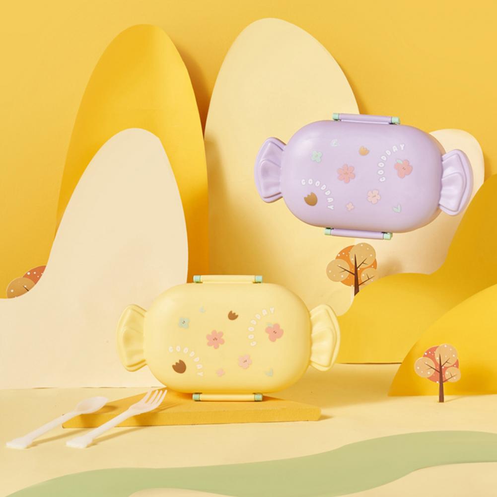 Новая милая детская коробка для завтрака, креативная двухсекционная портативная коробка для еды в форме конфет, коробка для бенто для девочек, коробка для пикника