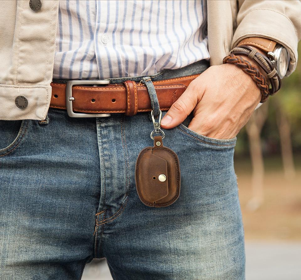 Чехол для наушников Sony WF-1000XM5 из натуральной кожи, противоударный, с крючком