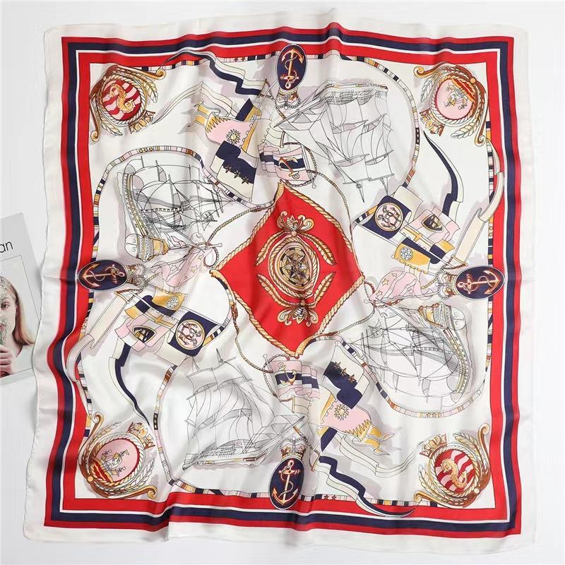 Весна/лето Новый женский шелковый шарф 90 * 90 см Имитация шелкового твила квадратный шарф Модный принт большой квадратный шарф профессиональный шарф
