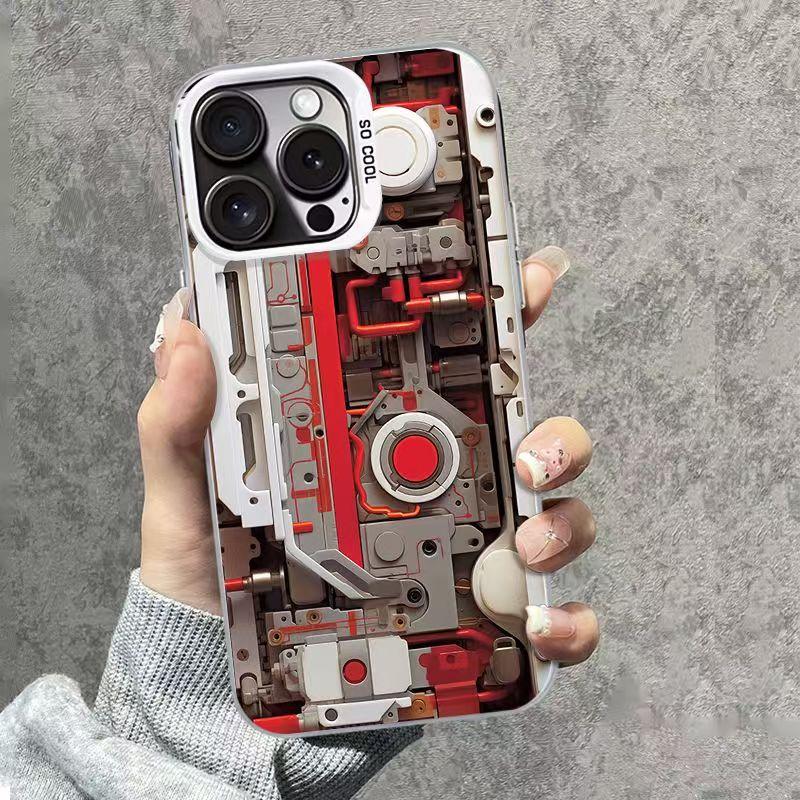 Creative mechanical device compatible with Apple iPhone 16 Pro, iPhone 17 Pro Max, new 15-inch 14-inch futuristic phone case