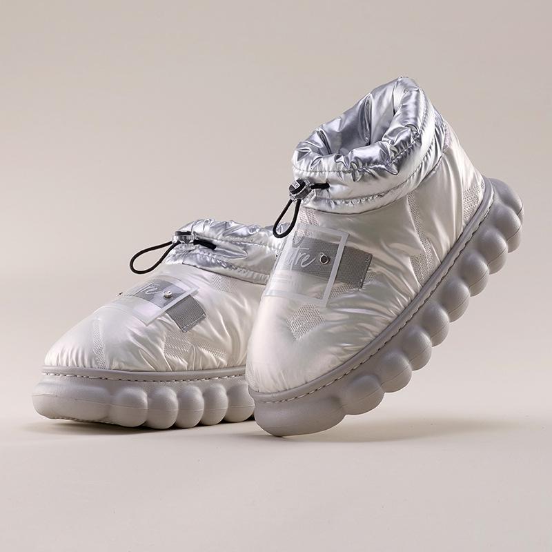 Mo Dou Водонепроницаемые хлопковые туфли на каблуке-вамп для женщин и мужчин Мягкие домашние ботинки Модельерские уличные зимние ботинки унисекс