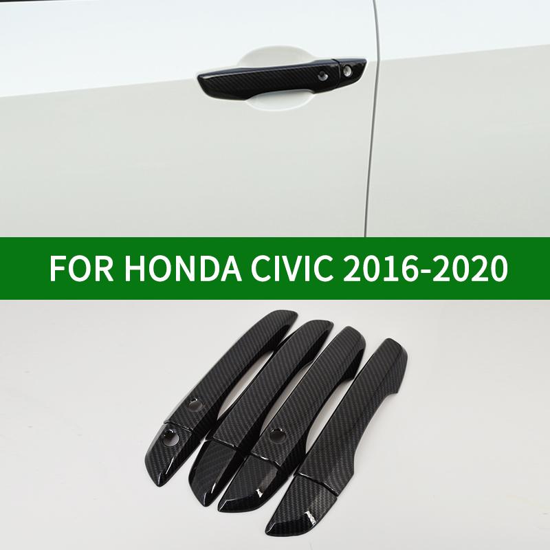 Накладки на ручки боковых дверей с рисунком под карбон для Honda Civic десятого поколения 2016 2017 2018