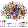 110PCS Body Jewelry Piercing Eyebrow Navel Belly Tongue Lip Bar Ring