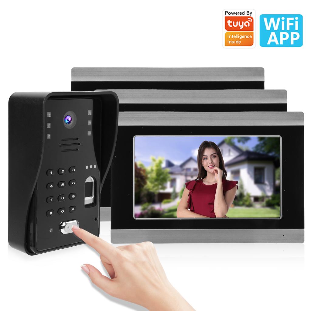 7in WiFi Video Doorbell Wired 3in1 Password with IC Fingerprint Access Control for TUYA Wifi APP