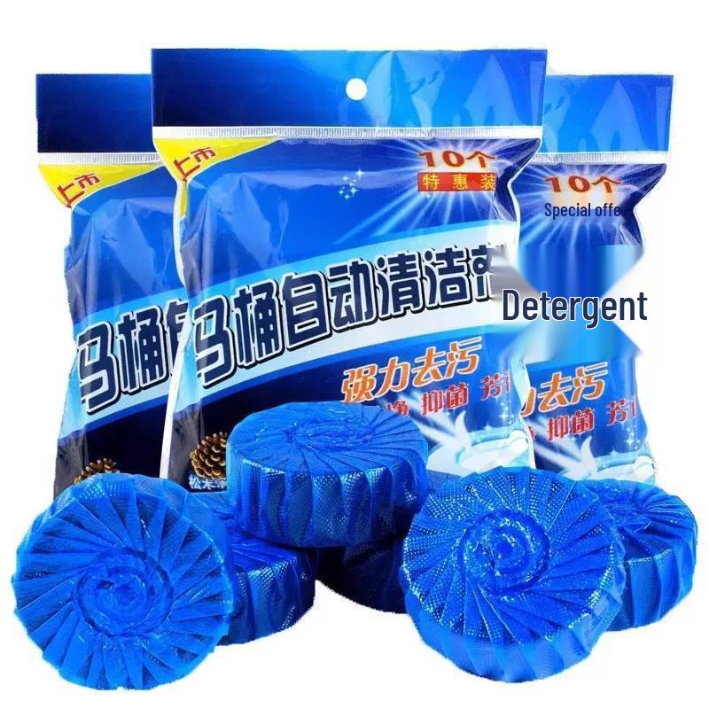 Улучшенное средство для чистки и дезодорирования унитаза "Голубой Пузырь" - Свежий аромат, Удаление пятен и Чистящая щетка