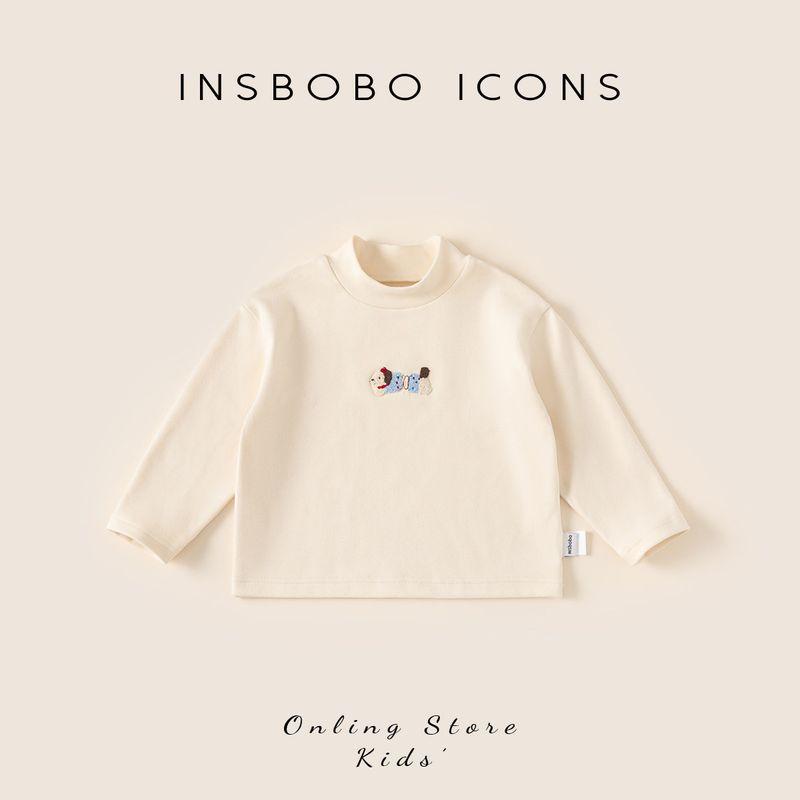 Insbobo Kidsren's Tops Autumn and Winter Girls' Long-Sleeved T-Shirts 2025 Winter New Style Boys' Half Turtleneck Bottoming Shirts Trendy