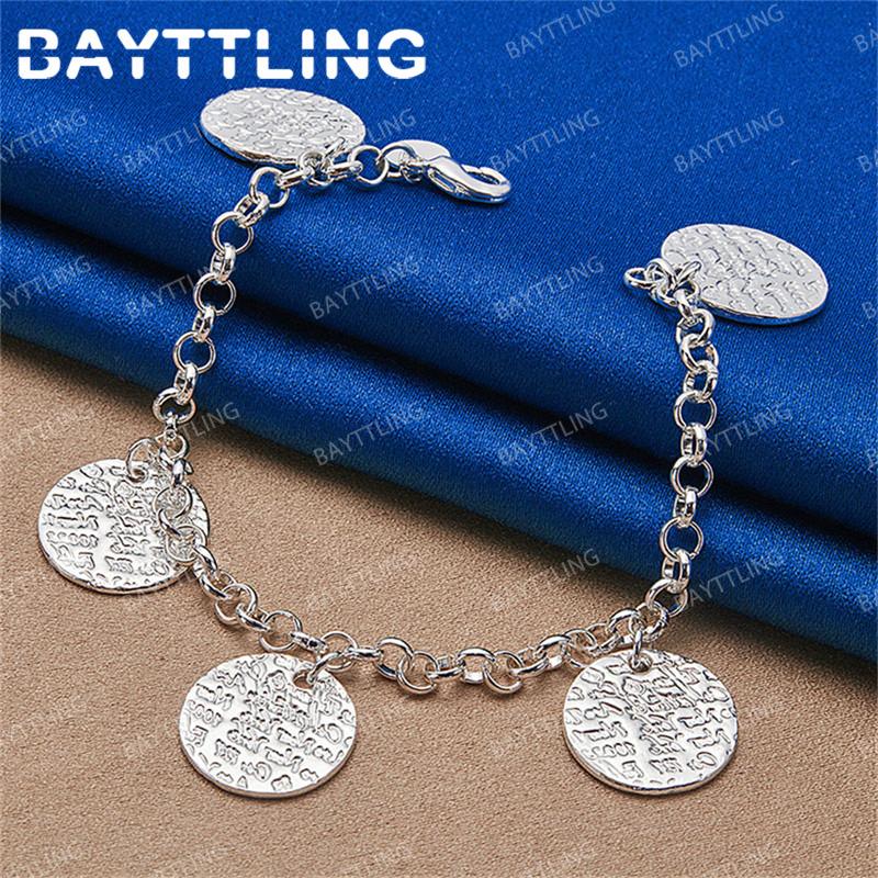 Luxury 925 Sterling Silver Exquisite Round Hollow Bracelet Women Fashion Charm Jewelry Wedding Party Accessories