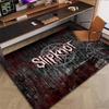 Slipknot Retro Band Portrait Area Rug Non Slip Mat, Red Grunge Background Metal Music Carpet for Bedroom Decor
