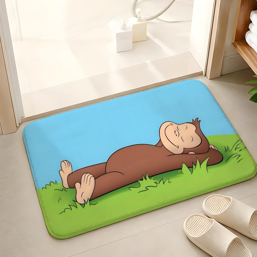Curious George Floor Mat Floor Mat Soft Flannel Non-Slip Door Rug for Living Room