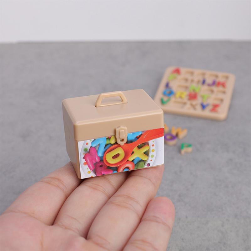 Miniature Dollhouse Letter & Number Block Set Simulation Model Math Bricks Puzzle Sorting Small Ornament Toys for Children
