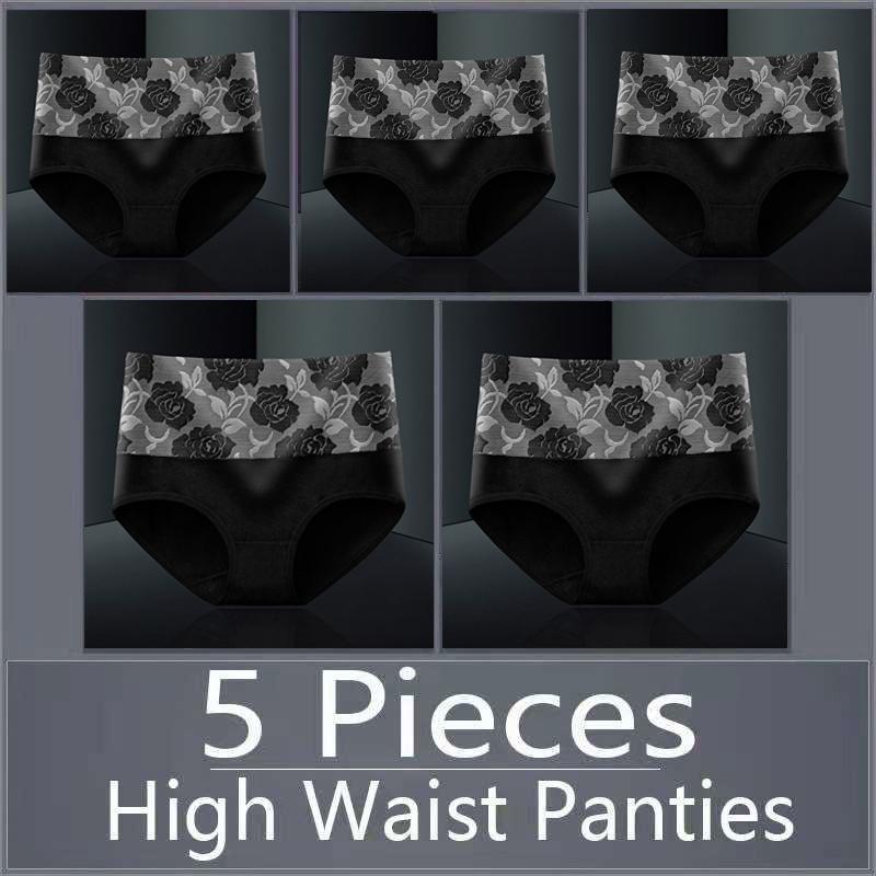 5 шт., женское нижнее белье с высокой талией, хлопковые дышащие трусики, женские трусы, большие размеры, нижнее белье