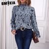 Осенний темперамент принтованная рубашка женская мода свободный провисающий длинный рукав топ для женщин