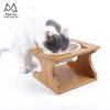 Miaoxianer Solid Wood Cat Dining Table with Porcelain Bowl - Pet Feeding Station