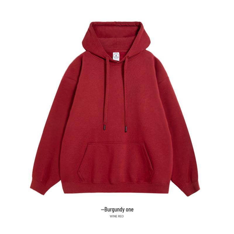 Unisex Drop Shoulder Solid Color Hoodie Pullover - Spring & Autumn Long Sleeve Sweatshirt