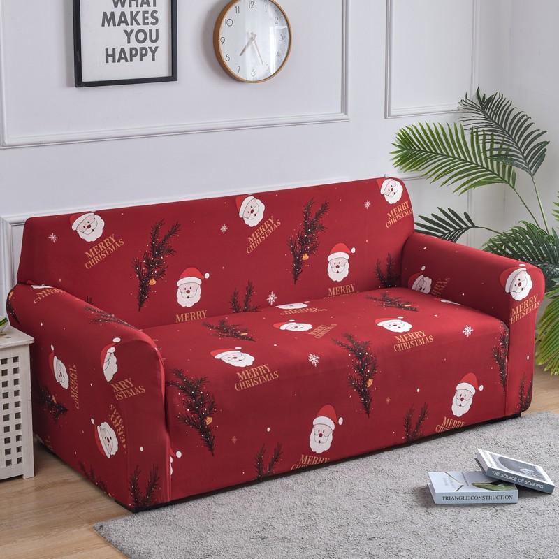 1pc Christmas Sofa Slipcover Stretch Non-slip Sofa Cover Festical New Year Xmas Couch Cover Universal Sofa Protector Home Decor