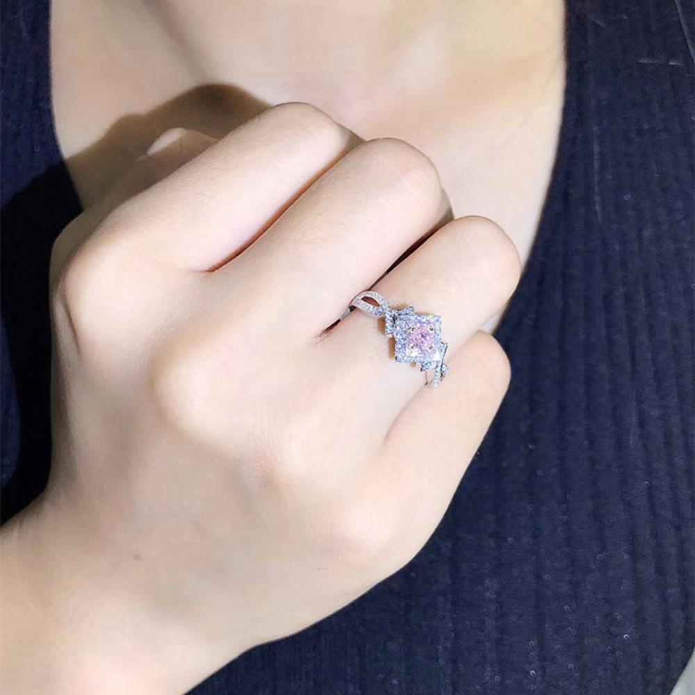 Розовые кольца для помолвки с кубическим цирконием для женщин, романтичный дизайн, женские кольца, подарок на День святого Валентина, годовщину, в знак любви, эффектные украшения