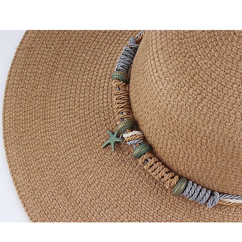 Летняя женская дорожная козырек пляжная шляпа с большими полями от солнца купольная соломенная шляпа