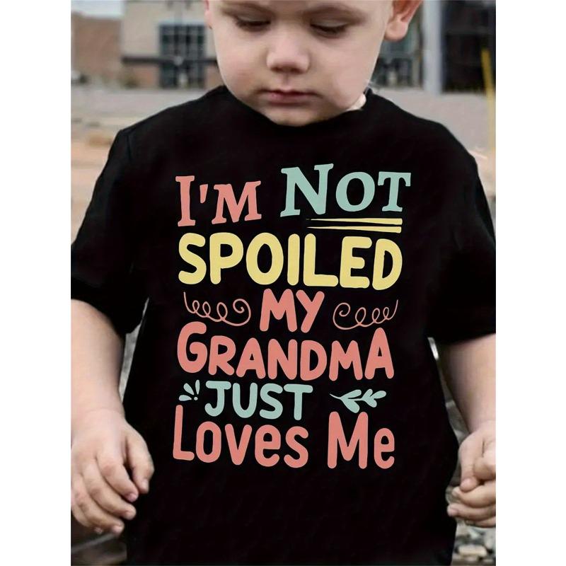 European sizesCute Soft Polyester Graphic T-Shirt - Youngsters' "I'm Not Spoiled" | Casual Round Neck Short Sleeve Tee for Boys,