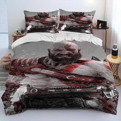Игровой набор постельного белья God Of War, для геймеров, с изображением Кратоса, пододеяльник, комплект постельного белья, покрывало, наволочка, размер King Queen, для детей
