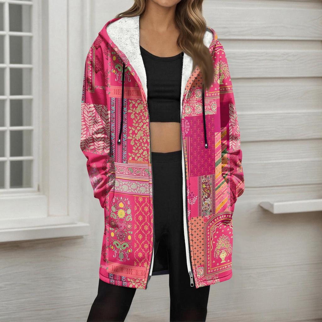 Женская модная флисовая куртка-худи свободного кроя на молнии с градиентным принтом