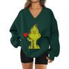 Women's Loose And Comfortable Letter V-neck Sportswear Long-sleeved Sweatshirt Daily Matching Clothes