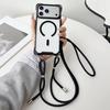 Магнитный Чехол Для iPhone 17 Pro Max 16 13 12 11 14 15 Plus Magsafe Ударопрочный Четыре Угла Ремешок Через Плечо Шнурок Прозрачный Чехол