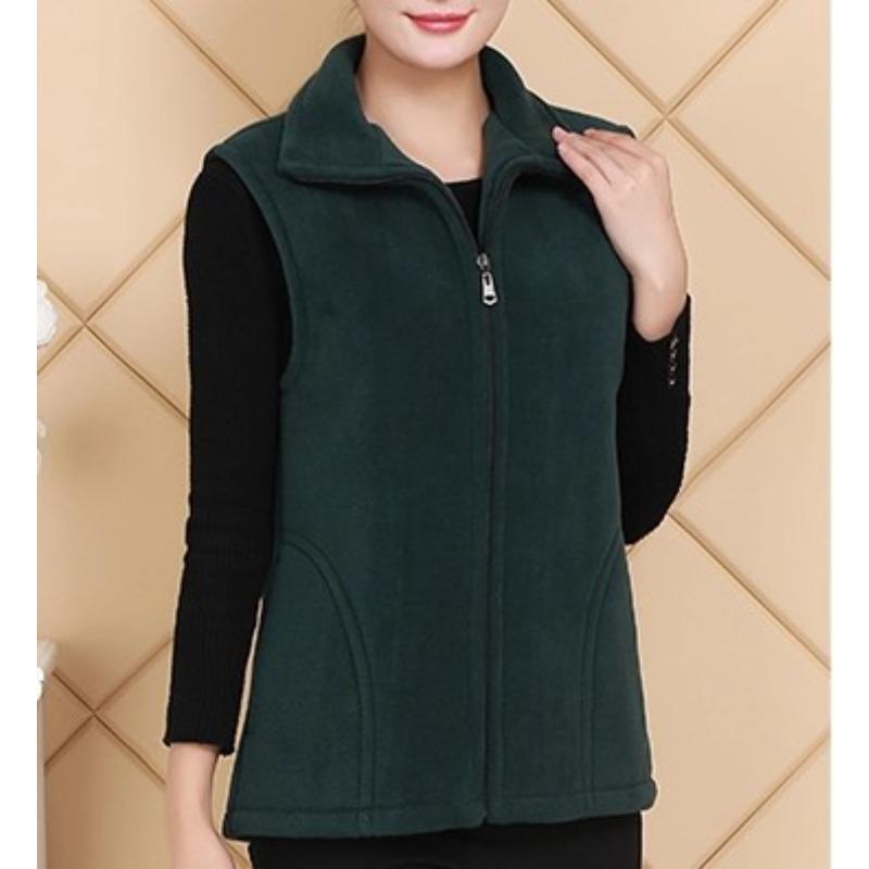 Plus Size Autumn Women Polar Fleece Fabric Vest Large Sleeveless Jacket Fashion Zipper