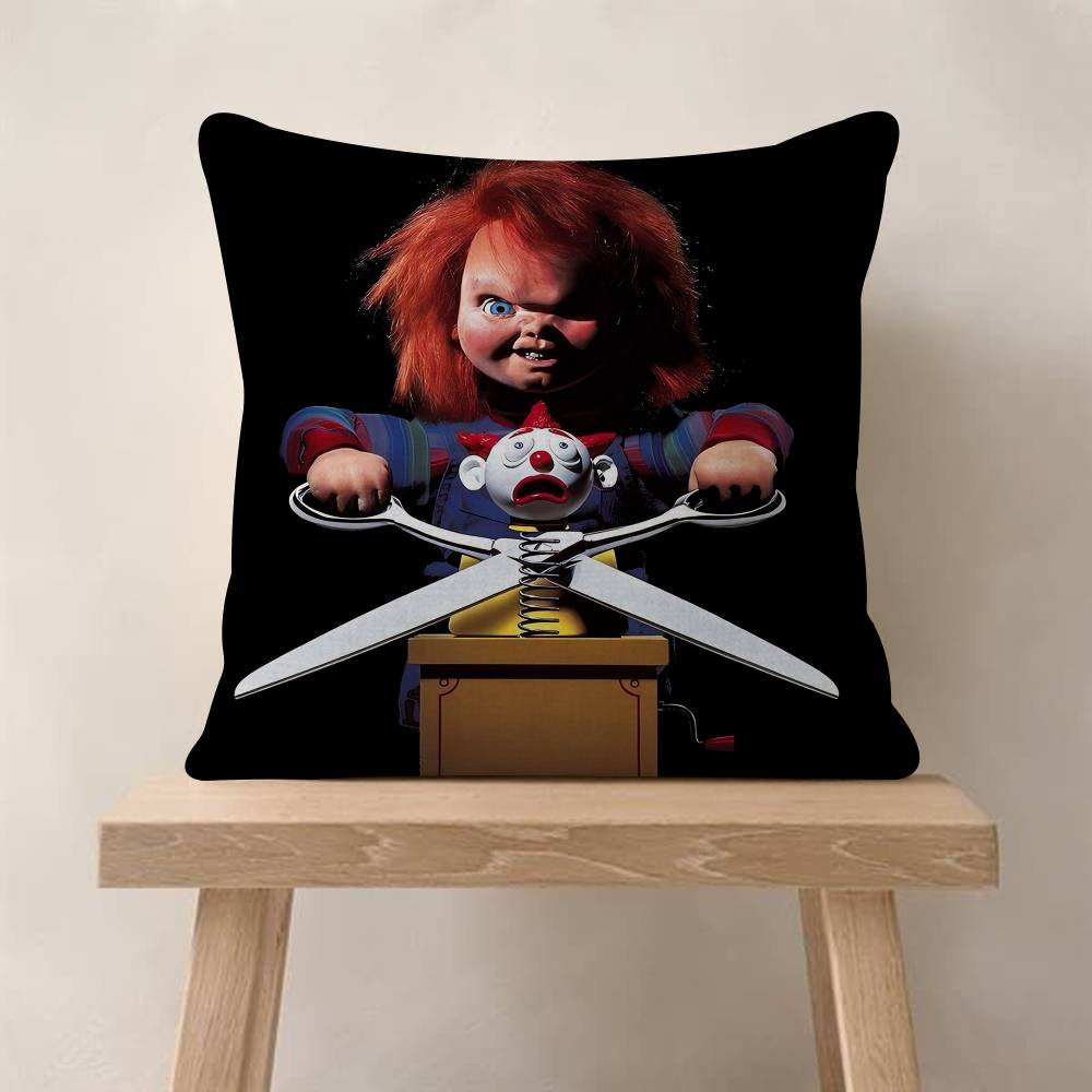 Horror Movie Chucky Childs Play Pillow Covers Cartoon Sofa Decorative Home Doublesided Printing Short Plush Cute Cushion