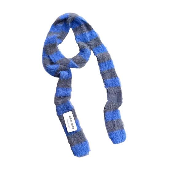 Женский длинный шарф в стиле ретро, полосатый, цветной, утолщенный, искусственный мех норки, теплый, тонкий шарф, модный аксессуар