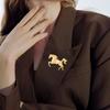 Golden Horse Lapel Pin Chinese Zodiac Animal Brooch Faux Pearl Horse Brooch Pin with for Hats