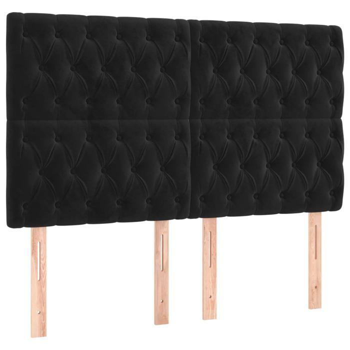 Tête de lit - Maison Exclusive - Velours noir - 160 x 7 x 118/128 cm - Hauteur réglable
