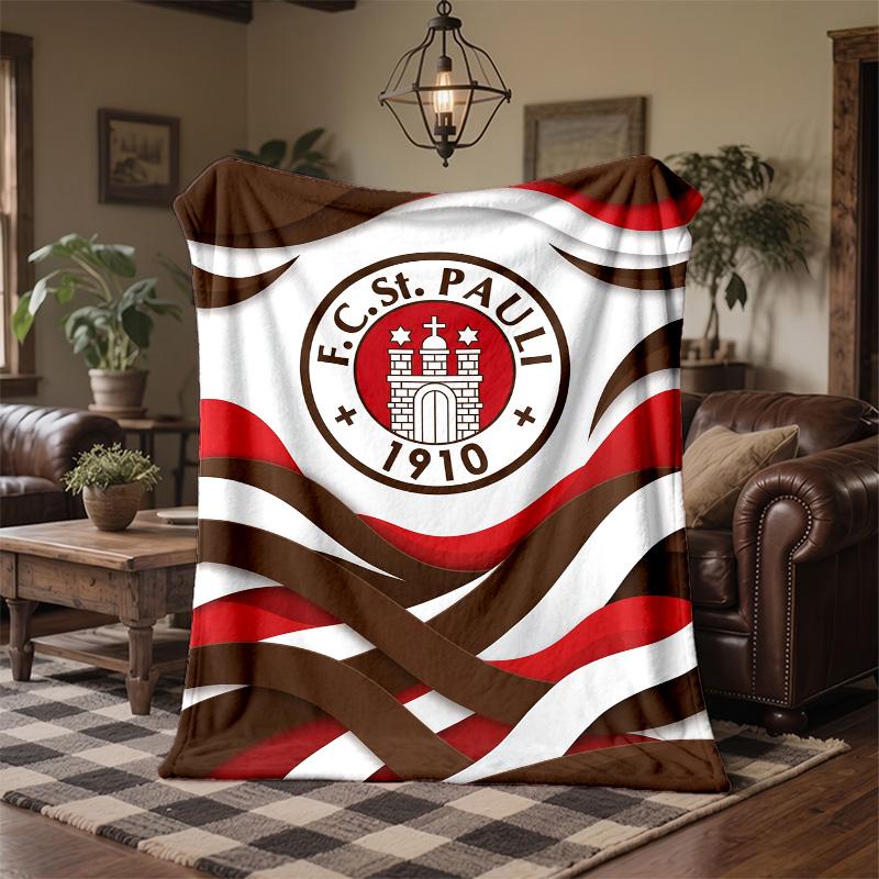 FC St. Pauli Football Print Flannel Blanket Soft Warm Sofa Bed Throw Blanket For Home Office Bedroom