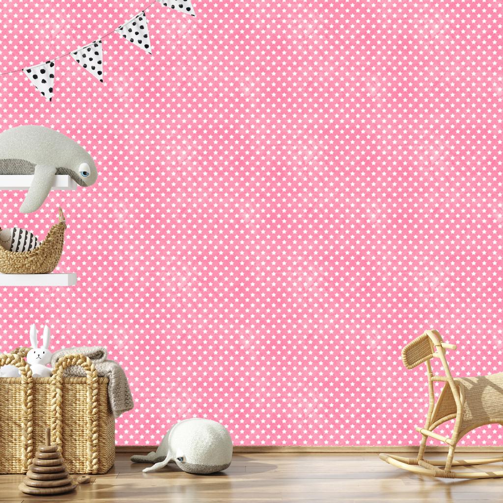 Stars wallpaper, top powder pink, bottom powder pink, 50x1000