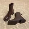 Autumn and Winter New Black Thick Soled Women's Ankle Boots Fashion Soft Leather Shoes Thick Heel Women's Short Boots