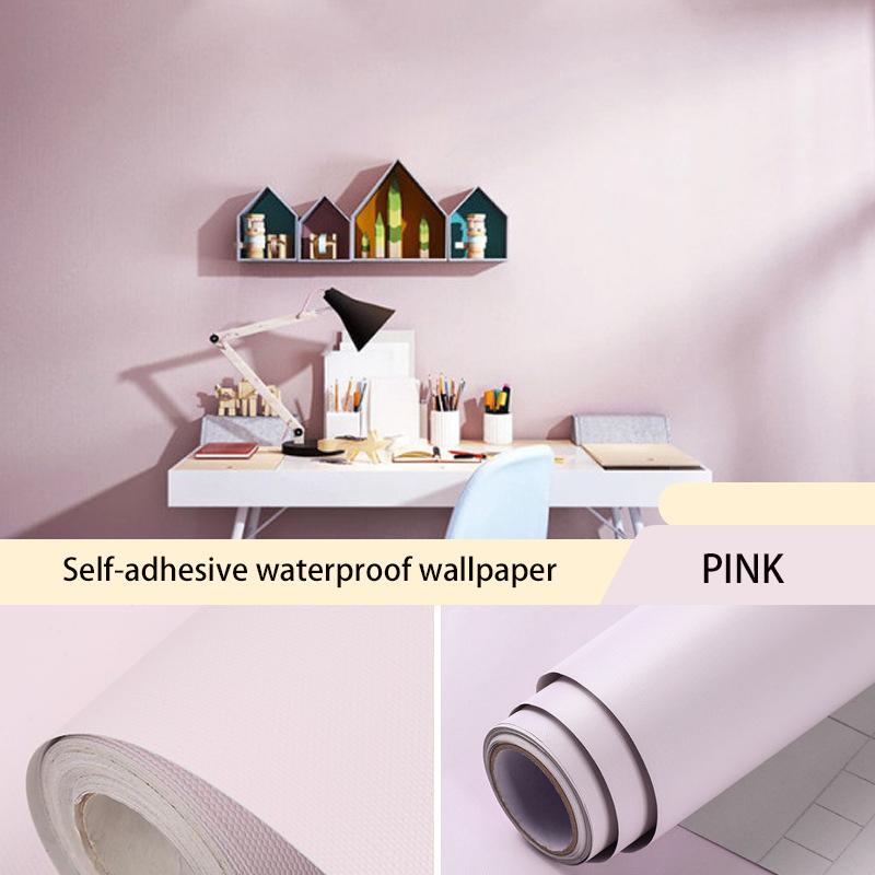 Macaron Solid Color Self-adhesive Wallpaper Stickers Bedroom Living Room Wardrobe Door Decoration Pasted Waterproof Refurbished Wallpaper