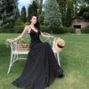 Высокая мода Легкая роскошь Французское платье на подтяжках Новое Высококлассное Черное Тонкое В горошек Длинное платье Нишевое