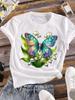 (Азиатский размер) Футболка с коротким рукавом в стиле 90-х с милым принтом бабочки, женская футболка, повседневная модная женская футболка с цветочным принтом